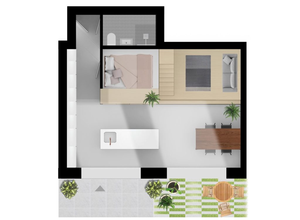 Design of 45 meter apartment plan